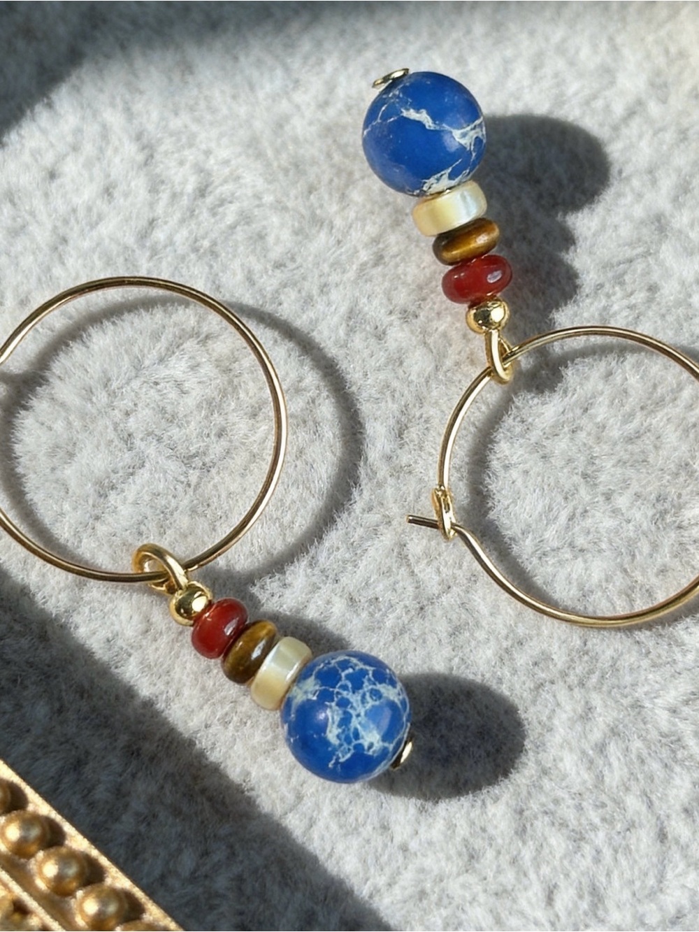Mixed natural Stone Hoop Earrings
